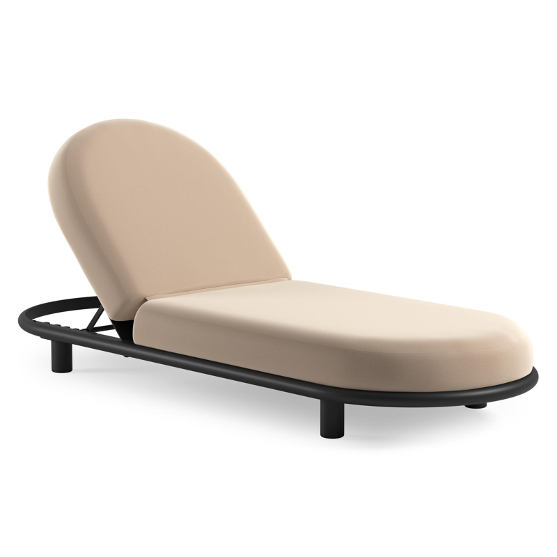 Lomano verstelbaar ligbed in zwart aluminium met natte linen chalk all weather sunbrella® luxe
