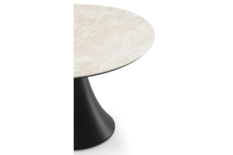 Table de basse low dining Fano ronde en aluminium noir et céramique pleine Rapolano - Diam. 85 x Haut. 55 cm