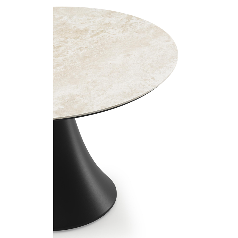 Fano low dining loungetafel rond in zwart aluminium en volkeramiek Rapolano - Dia. 85 x H 55 cm