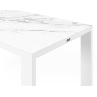 Verato tuintafel in wit aluminium en volkeramiek calacatta - L 170 x B 70 x H 106 cm