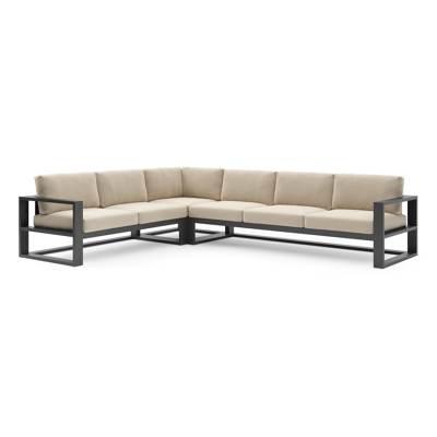 Verato loungehoek in zwart aluminium met althea chalk all weather cosytica kussen