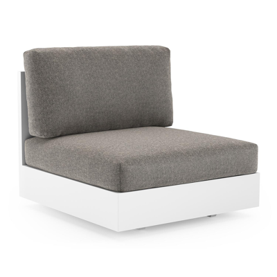 Como loungestoel in wit aluminium met chartres drizzle all weather sunbrella® luxe kussen