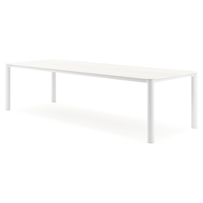 Orso tuintafel rechthoekig afgerond in wit aluminium en volkeramiek calista - L 290 x B 110 x H 73.5 cm