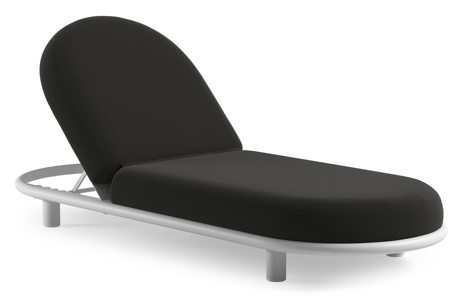 Lomano verstelbaar ligbed in wit aluminium met natte sooty all weather sunbrella® luxe