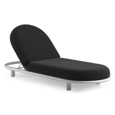 Lomano verstelbaar ligbed in wit aluminium met natte sooty all weather sunbrella® luxe