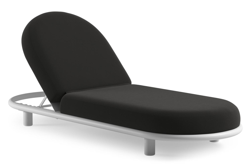 Lomano verstelbaar ligbed in wit aluminium met natte sooty all weather sunbrella® luxe