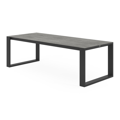 Verato tuintafel in zwart aluminium en volkeramiek aspen grey - L 240 x B 100 x H 76 cm