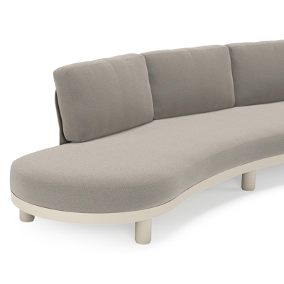 Canapé de jardin Donato en aluminium beige et coussins en all weather sunbrella® luxe Lopi Silver