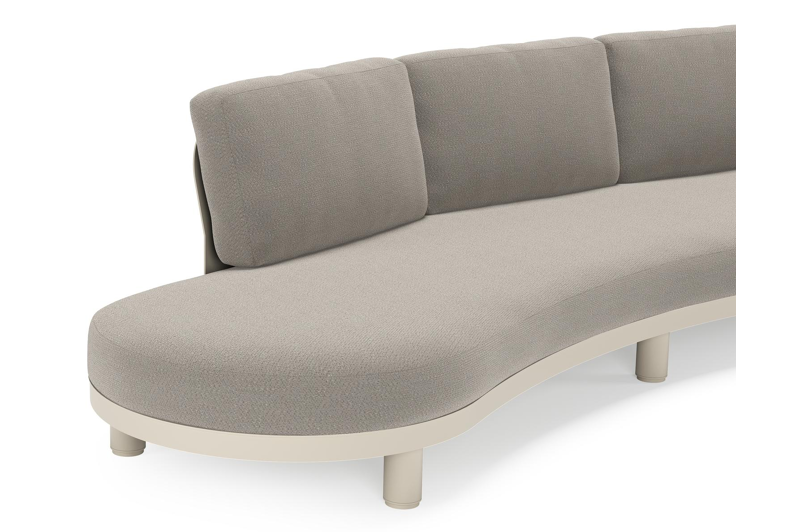 Donato loungebank in beige aluminium met all weather sunbrella® luxe Lopi Silver kussen