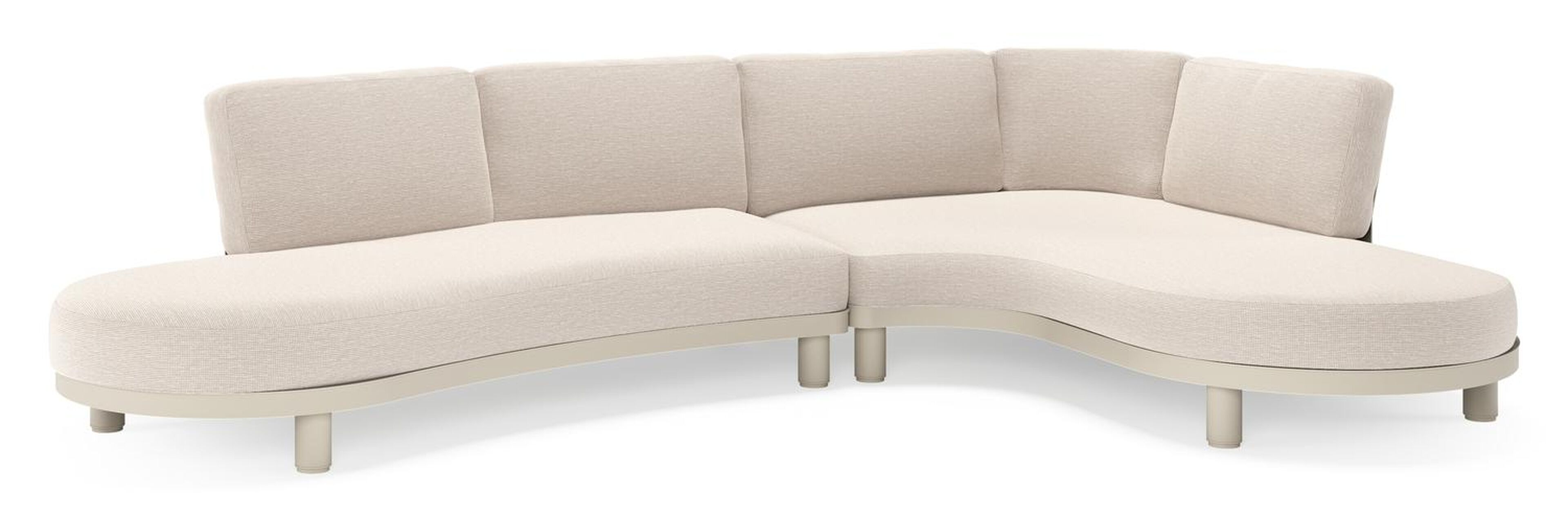 Donato loungehoek in beige aluminium met all weather sunbrella® luxe Slow Farafra kussen