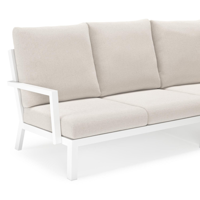 Alcudia loungehoek in wit aluminium met beige weather+ softtouch kussens