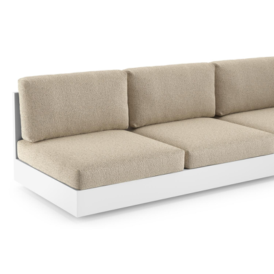 Como loungehoek in wit aluminium met bora forest all weather cosytica kussen