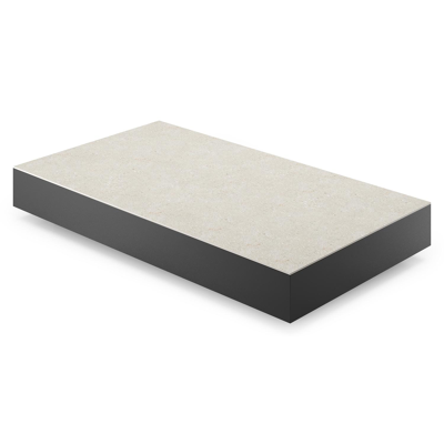 Como loungetafel in zwart aluminium en shilin volkeramiek - L 140 x B 80 x H 20 cm