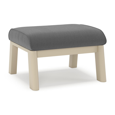 Cirello poef in beige aluminium met lopi shadow all weather sunbrella® luxe kussen