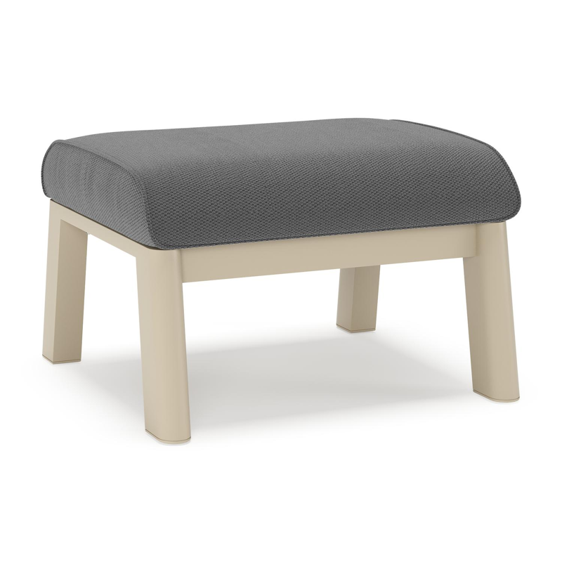 Cirello poef in beige aluminium met lopi shadow all weather sunbrella® luxe kussen