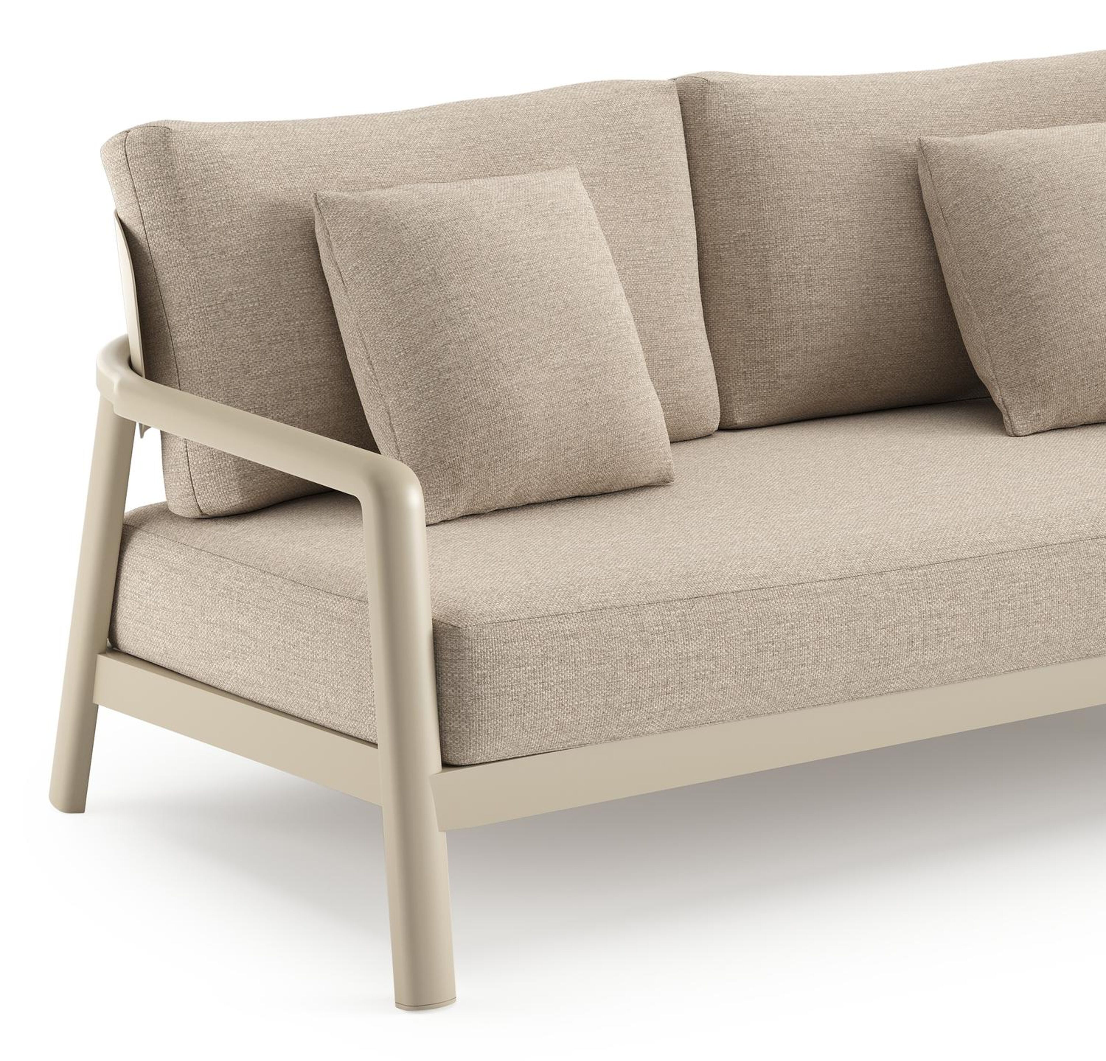 Salamanca loungebank in beige aluminium met rustic weather+ softtouch kussens en loungetafel