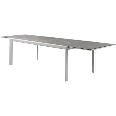 Ceramo verlengbare tuintafel in wit aluminium met tafelblad in volkeramiek - L 220 x B 106 cm