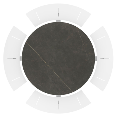 Rondino picknicktafel rond in wit aluminium en volkeramiek Calatorao - Dia. 236 x H 71.5 cm