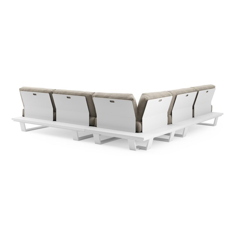 Pagino loungehoek in wit aluminium met catania beige all weather cosytica kussen