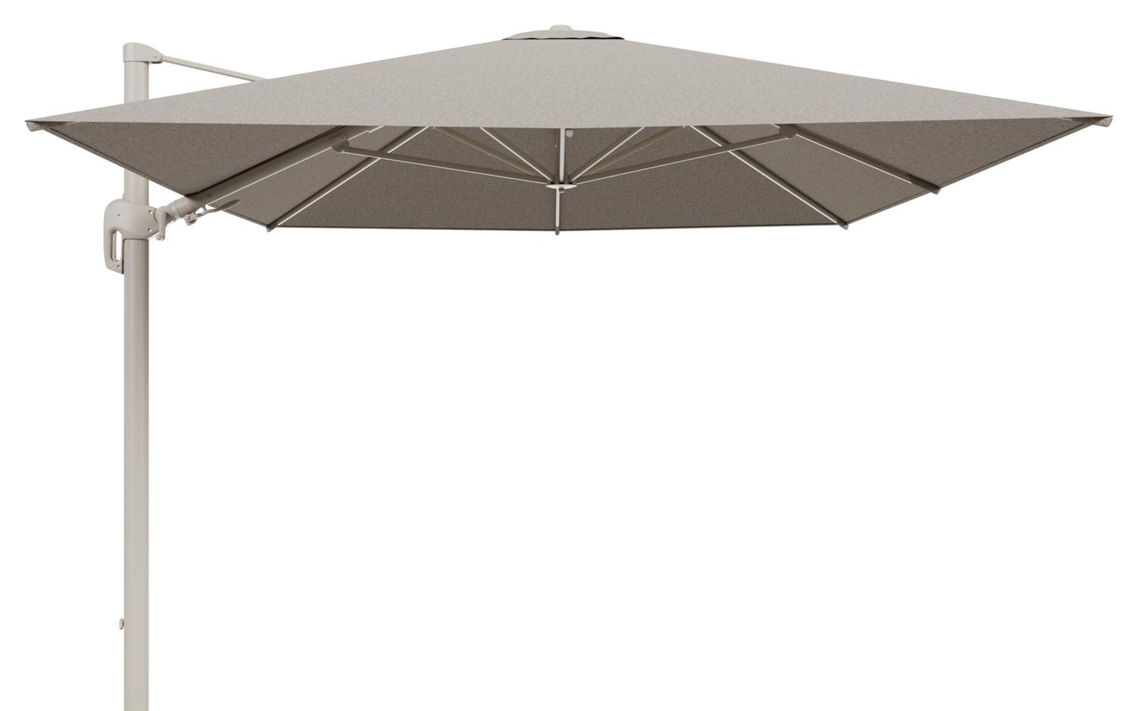 Rufina zweefparasol tiltfunctie in beige aluminium en parasoldoek in All Weather Sunbrella® Luxe Chartres Pewter  - L1 400 x L2 300 cm (zonder voet) (zonder voet)