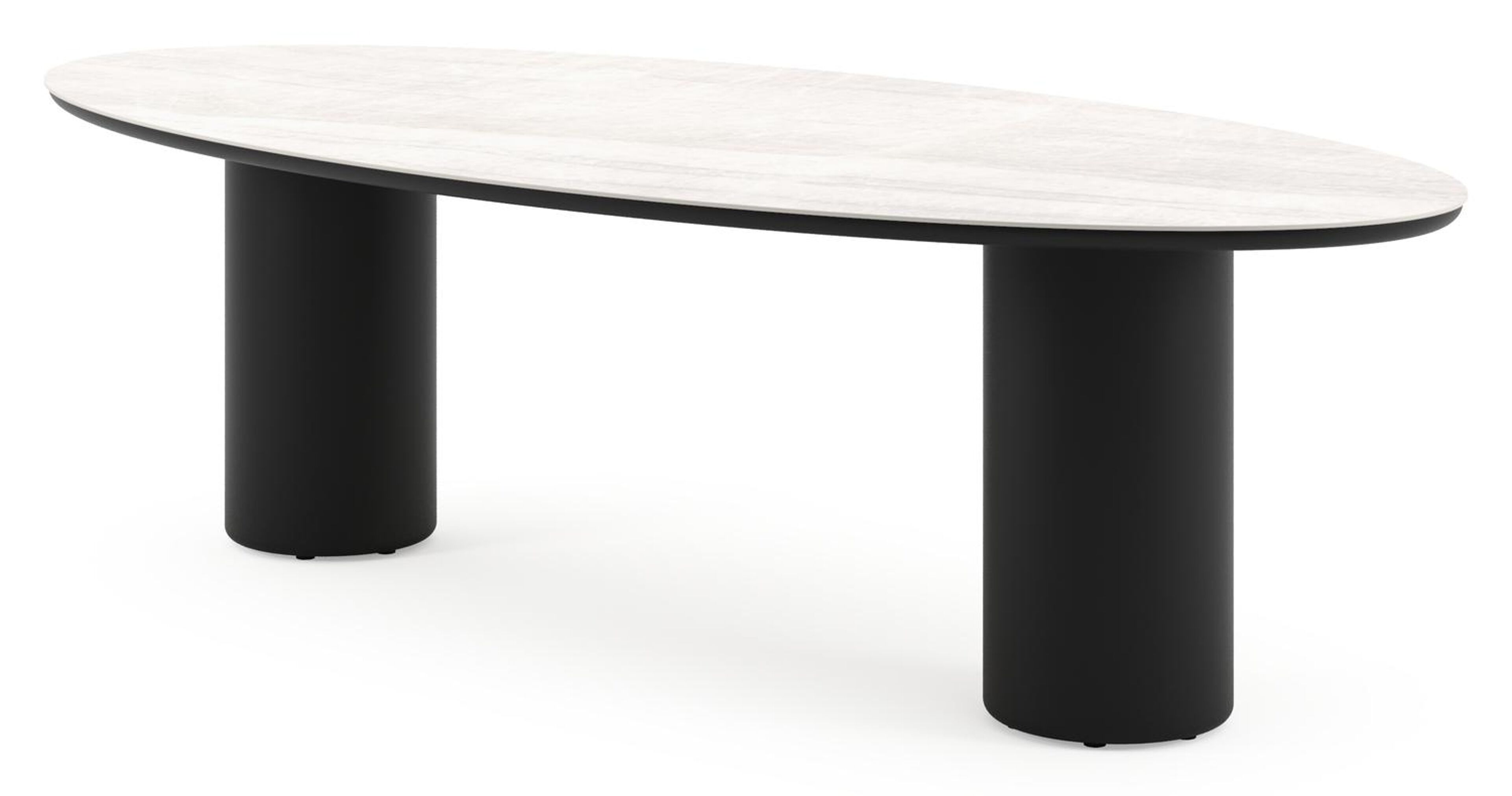 Table de jardin Amico oval en aluminium noir et céramique pleine Taj Mahal - Lg. 260 x Lrg. 125 x Haut. 73.5 cm