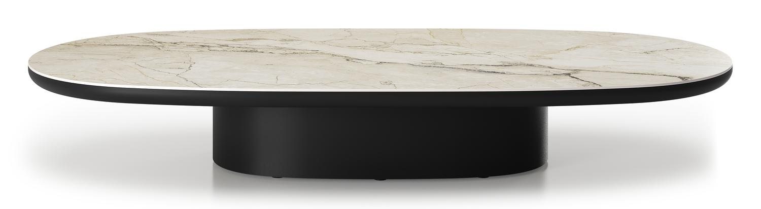 Table de basse Amico bombo en aluminium noir et céramique pleine Colorado Dunes - Lg. 171 x Lrg. 89 x Haut. 24 cm