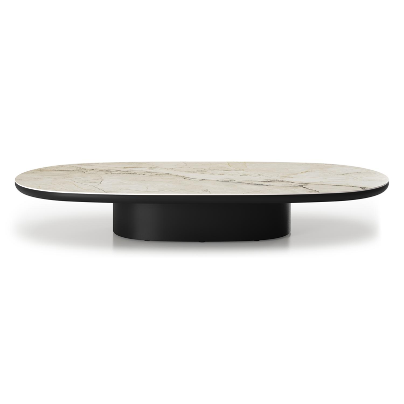 Table de basse Amico bombo en aluminium noir et céramique pleine Colorado Dunes - Lg. 171 x Lrg. 89 x Haut. 24 cm
