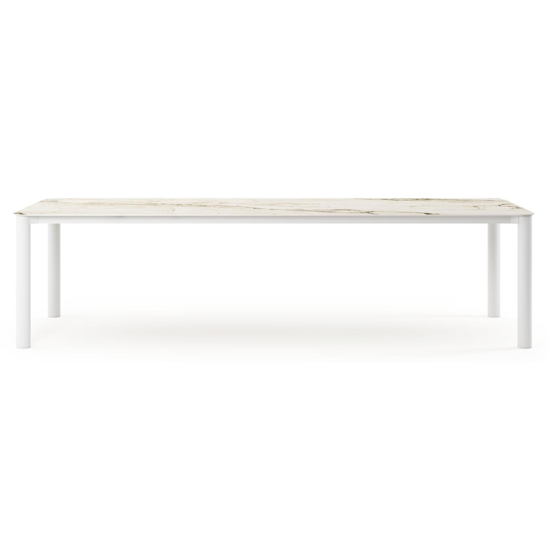 Orso tuintafel rechthoekig afgerond in wit aluminium en volkeramiek colorado dunes - L 290 x B 110 x H 73.5 cm