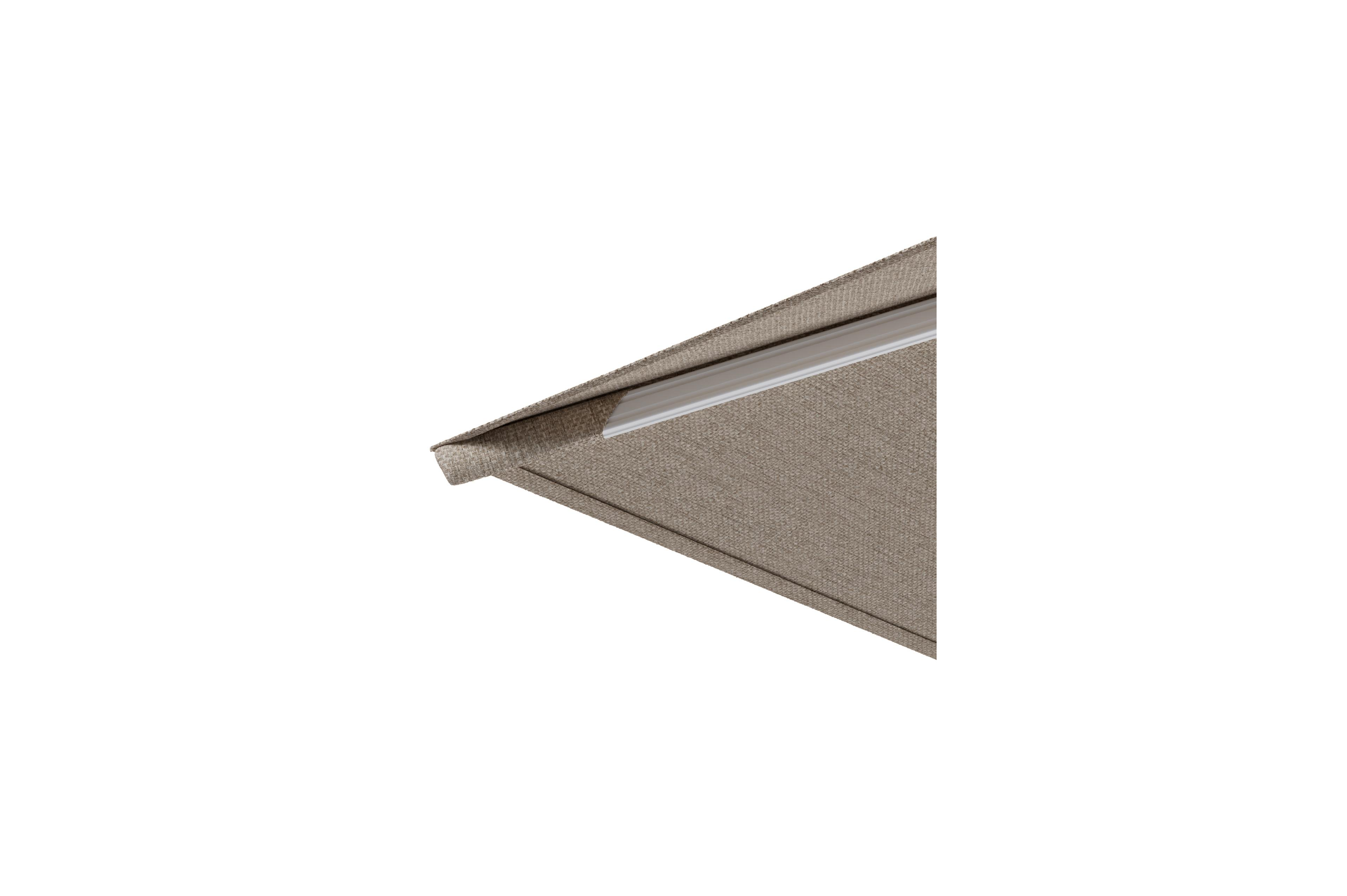 Avola zweefparasol met tiltfunctie in wit aluminium en natural Weather+ Softtouch parasoldoek - L1 200 x L2 300 cm met parasolvoet Avola 90 kg