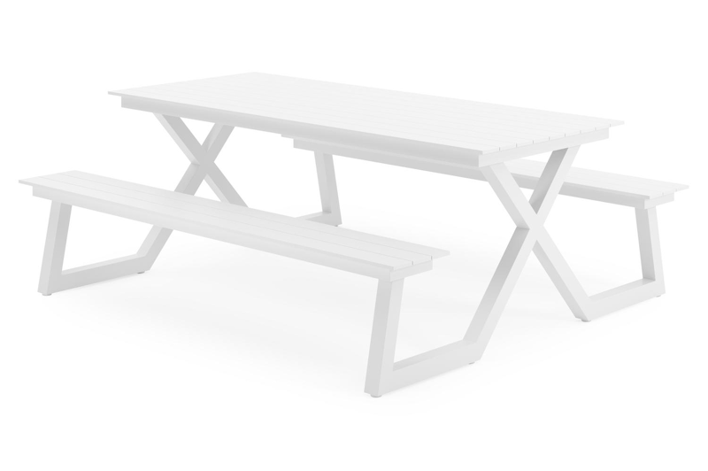 Mundo picknicktafel in wit aluminium - L 200 x B 174 x H 75 cm