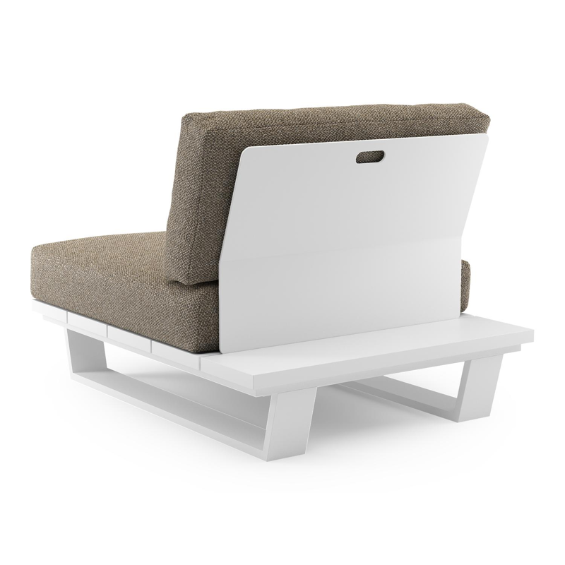 Fauteuil de jardin Pagino en aluminium blanc et coussins en all weather cosytica madagascar burch