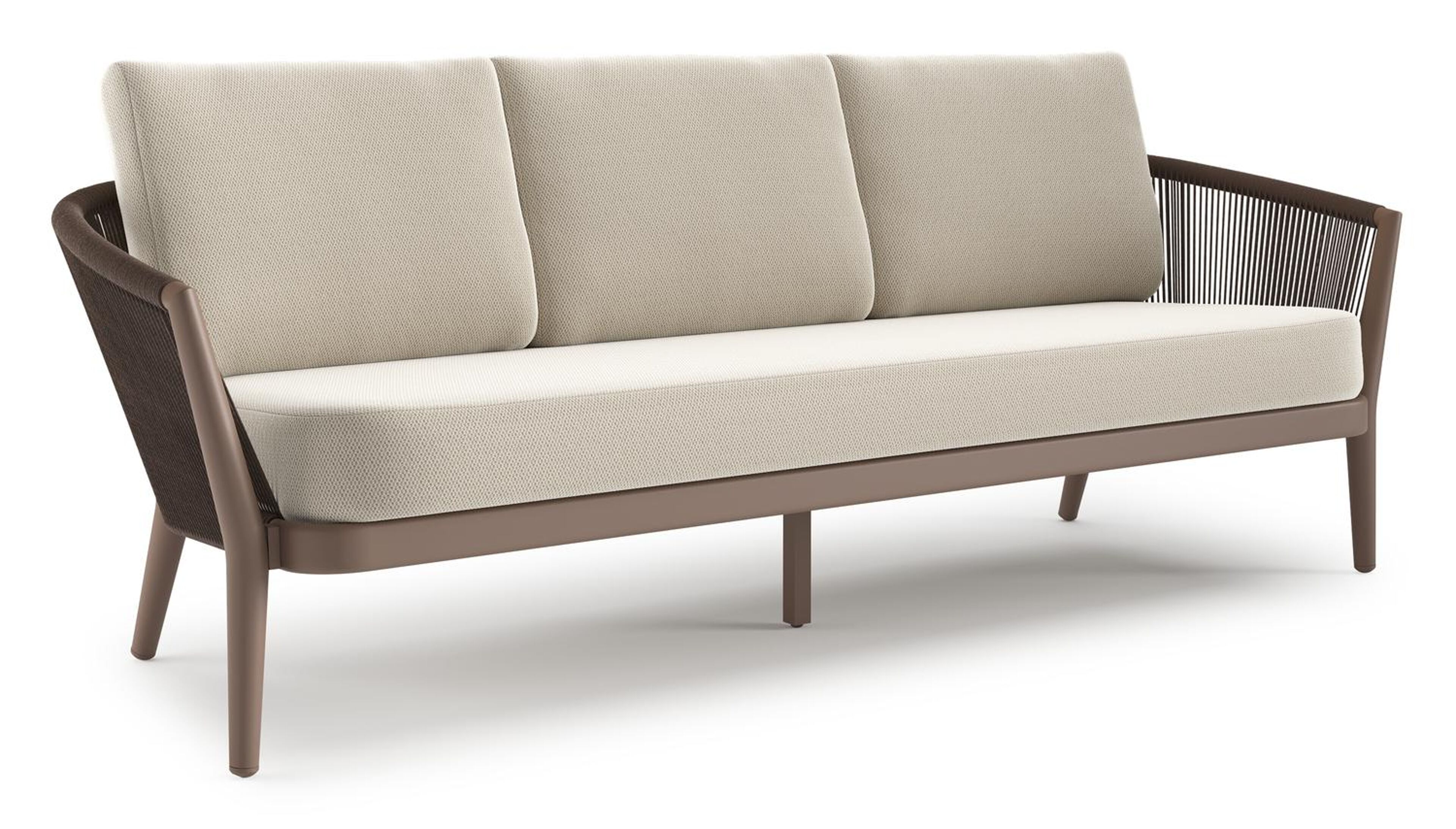 Orso loungebank in taupe aluminiumen zwart verticaal geweven ronde rope met Lopi Marble all weather sunbrella® luxe kussen