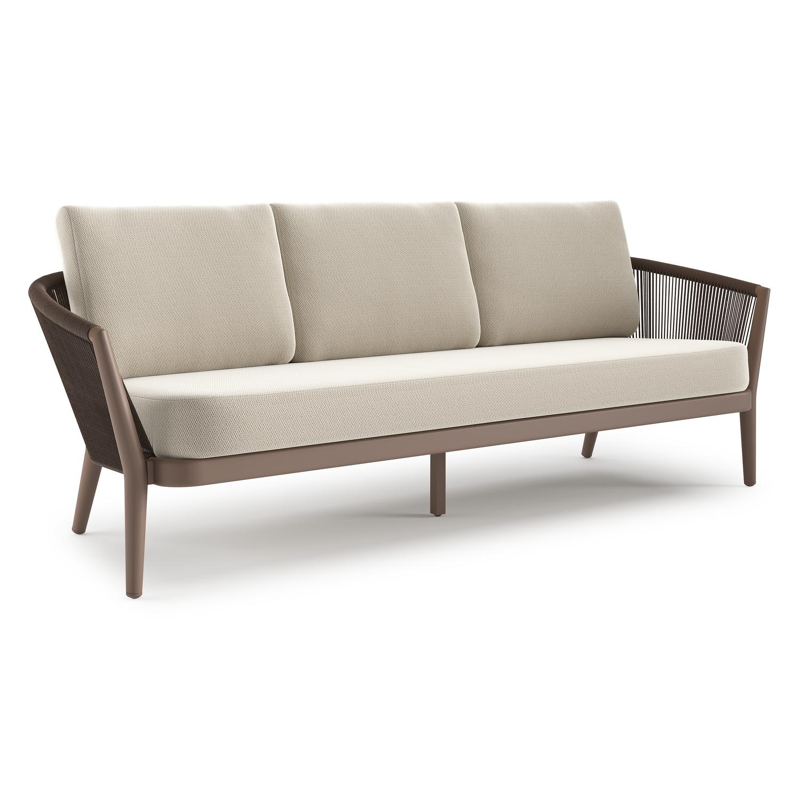 Orso loungebank in taupe aluminiumen zwart verticaal geweven ronde rope met Lopi Marble all weather sunbrella® luxe kussen