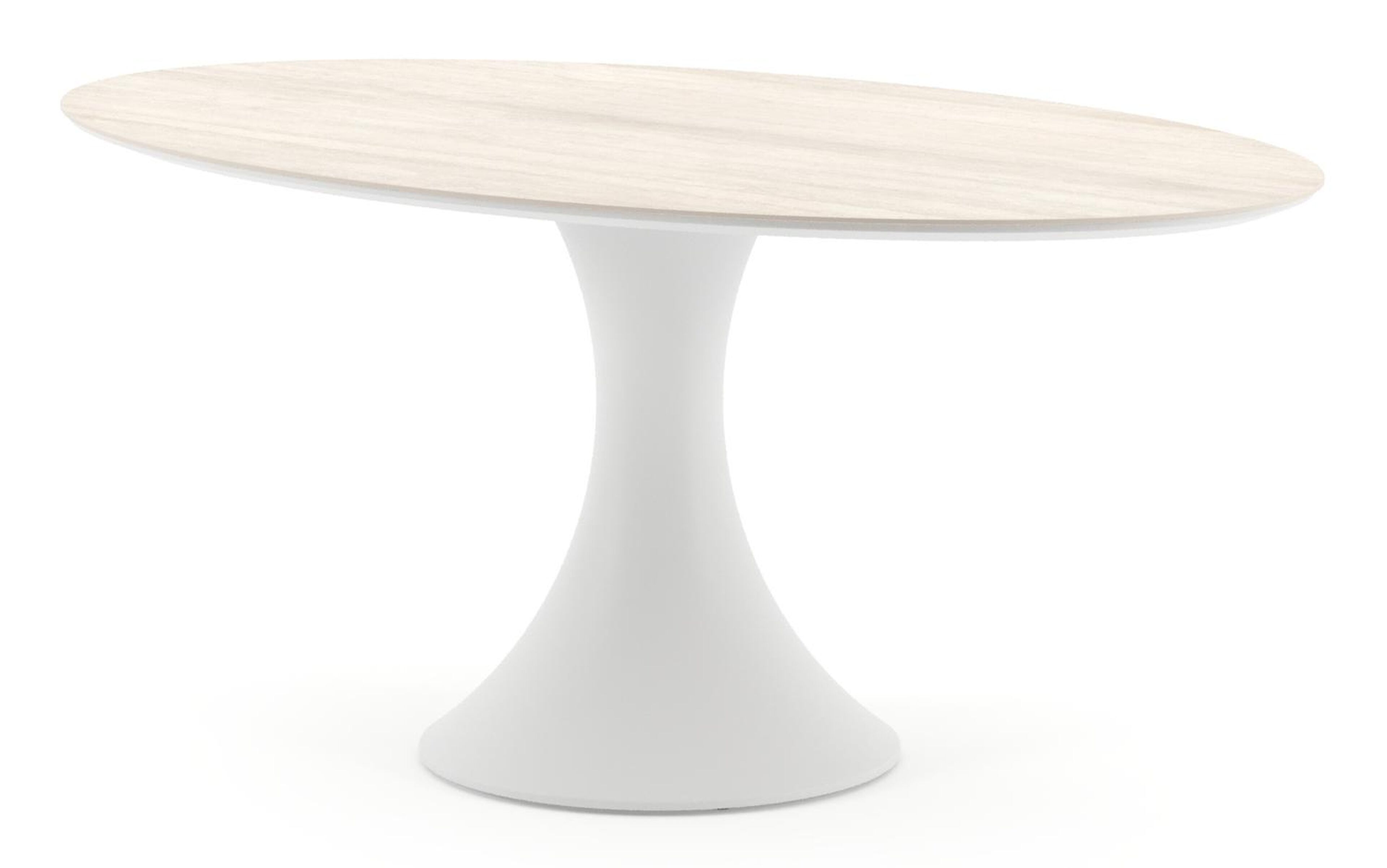 Fano tuintafel ovaal in wit aluminium en volkeramiek Travertino Bianco - L 180 x B 110 x H 74 cm