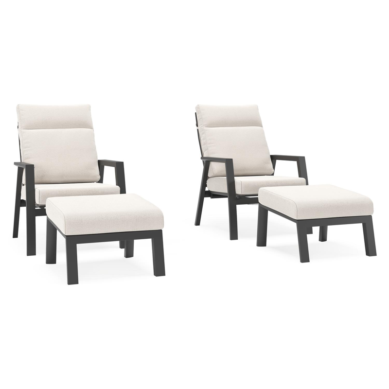 Set van 2 Mismo loungestoelen in zwart aluminium met beige Weather+ Softtouch kussen
