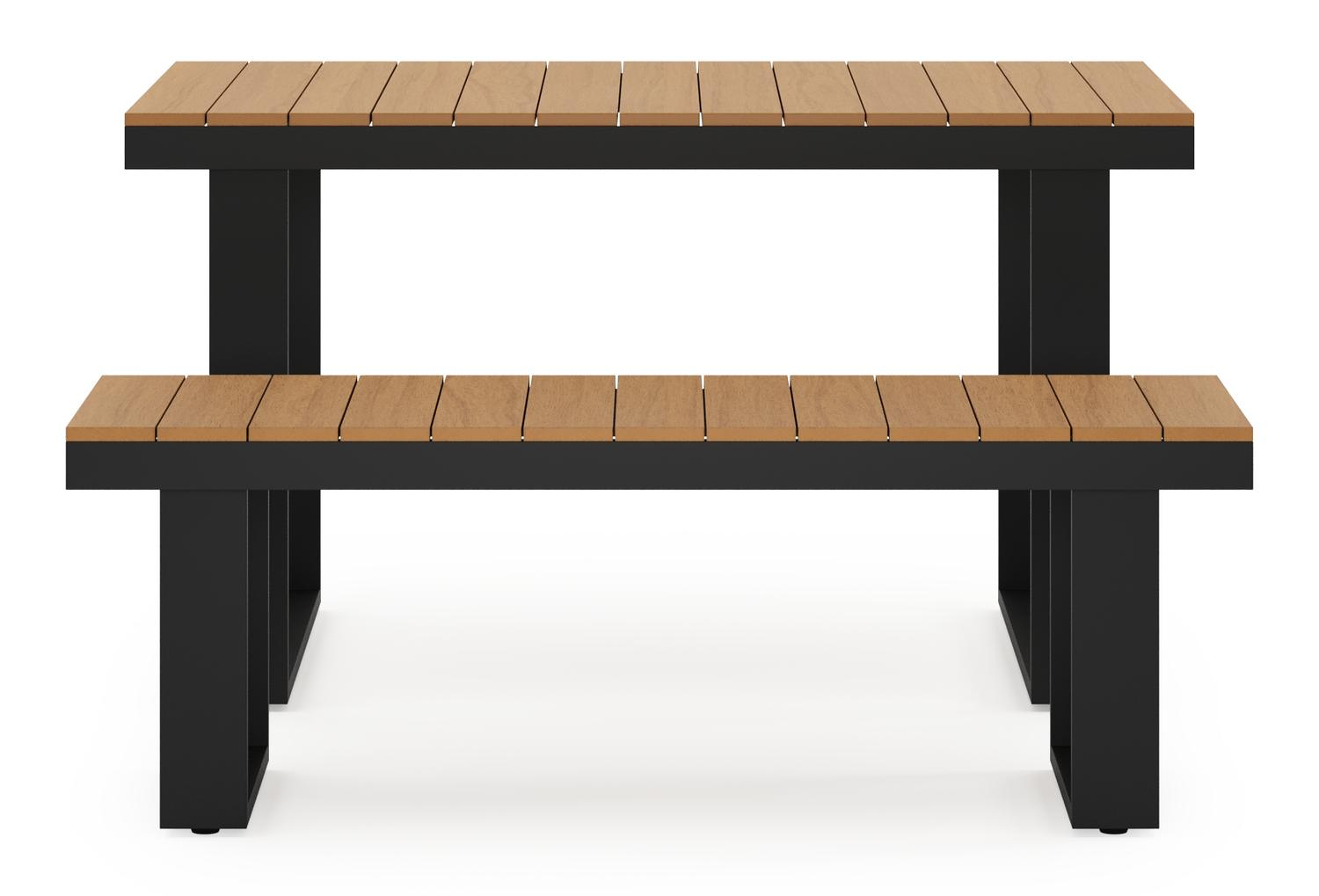 Alora bartafel in zwart aluminium en polywood - L 124 x B 68 x H 70 cm