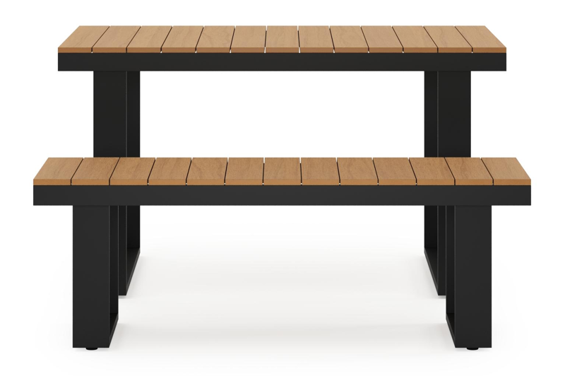 Alora bartafel in zwart aluminium en polywood - L 124 x B 68 x H 70 cm