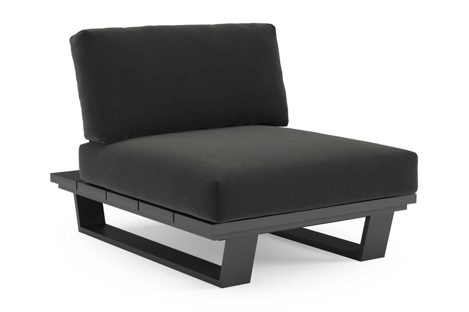 Pagino loungestoel in zwart aluminium met natte sooty all weather sunbrella® luxe kussen