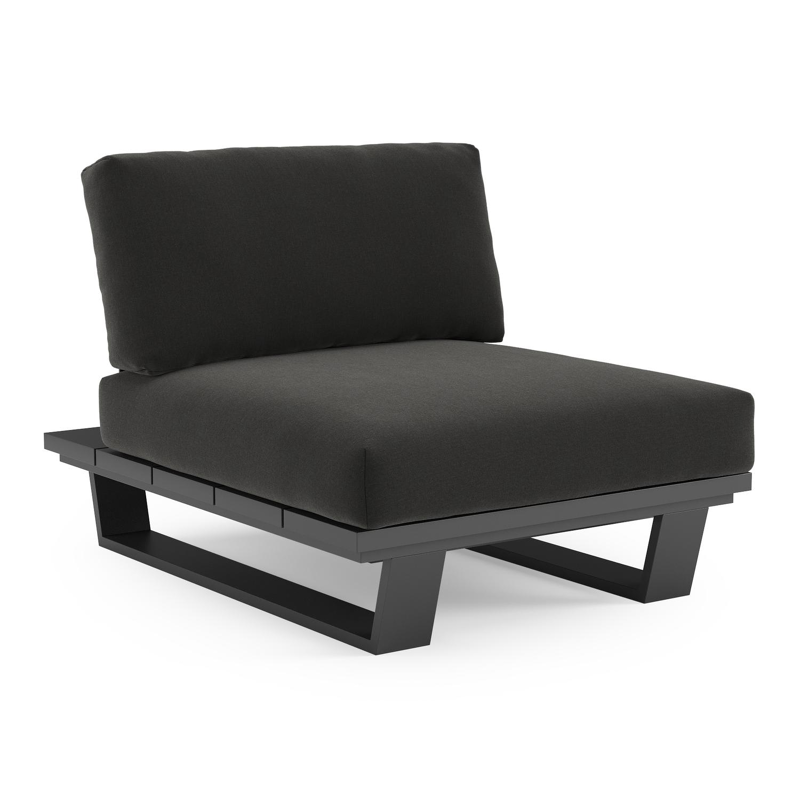 Pagino loungestoel in zwart aluminium met natte sooty all weather sunbrella® luxe kussen