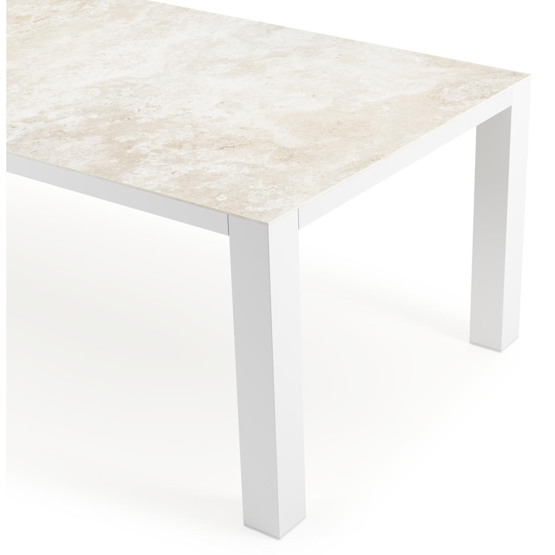 Table de jardin Nano rectangulaire en aluminium blanc et céramique pleine Rapolano Lg. 280 x Lrg. 110 cm