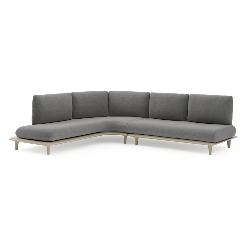 Bomero loungehoek in beige aluminium met heritage slate all weather sunbrella® luxe kussen