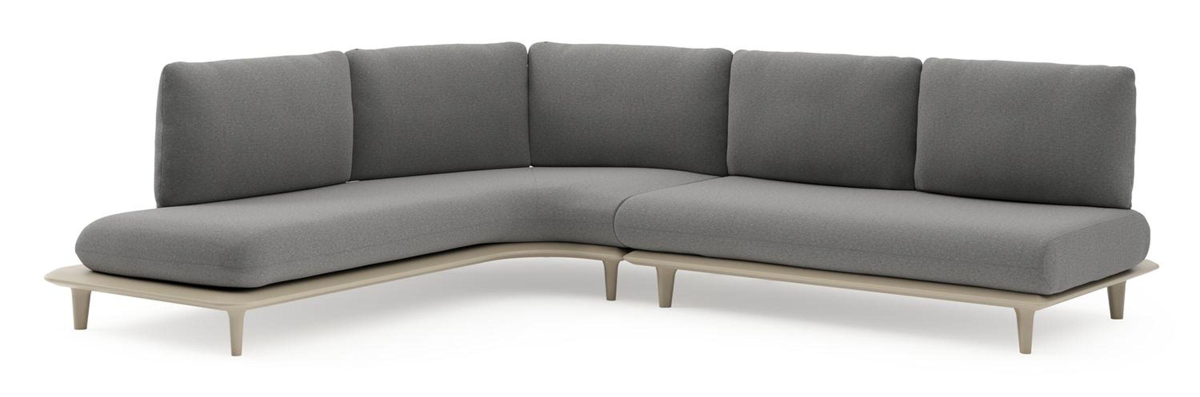 Bomero loungehoek in beige aluminium met heritage slate all weather sunbrella® luxe kussen