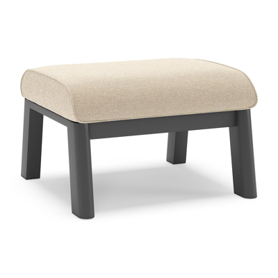 Pouf Cirello en aluminium noir et coussins en all weather cosytica althea chalk