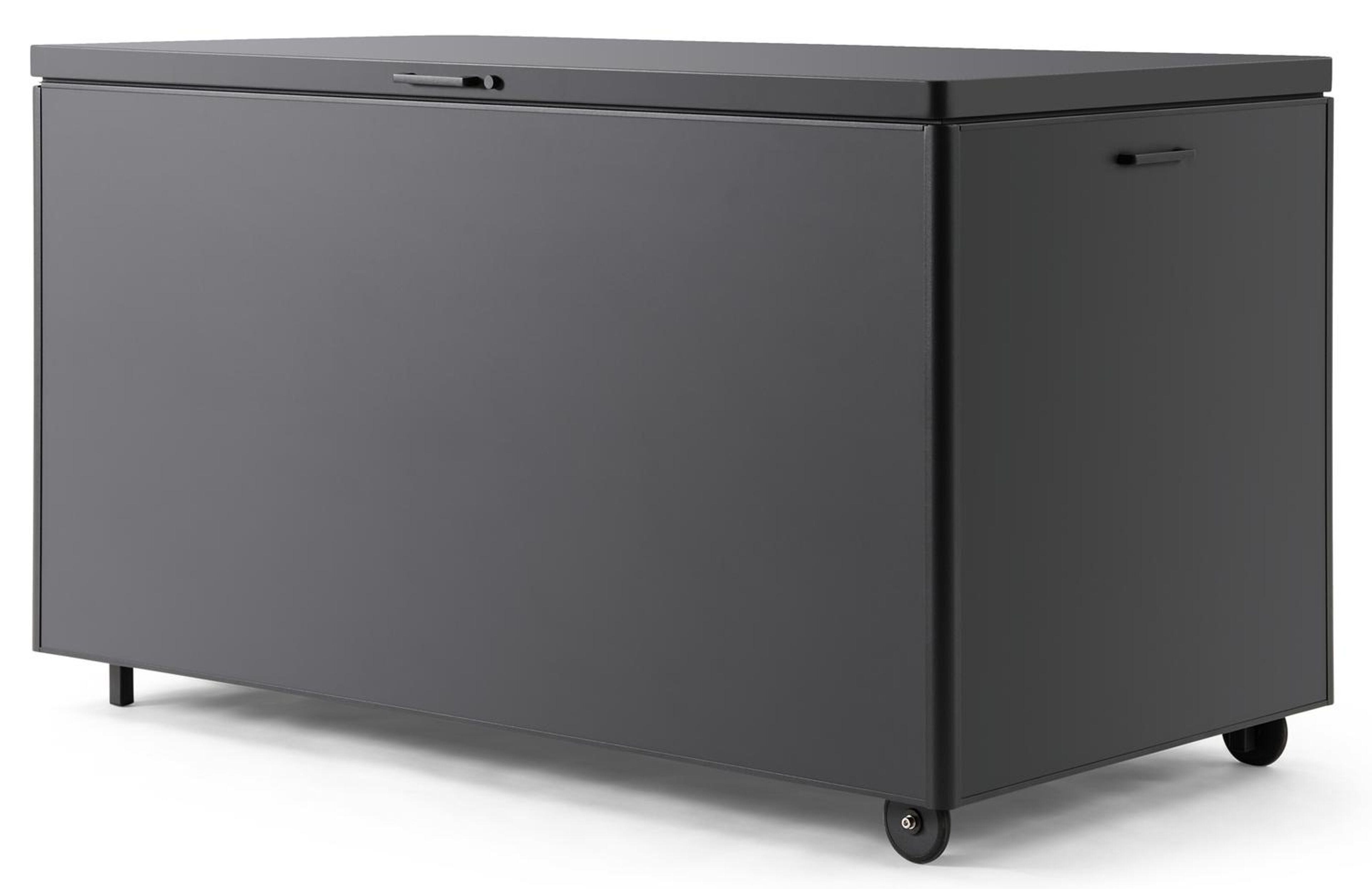 boîte de rangement de jardin aluminium noir Larg. 164 x Prof. 84 x H 99 cm