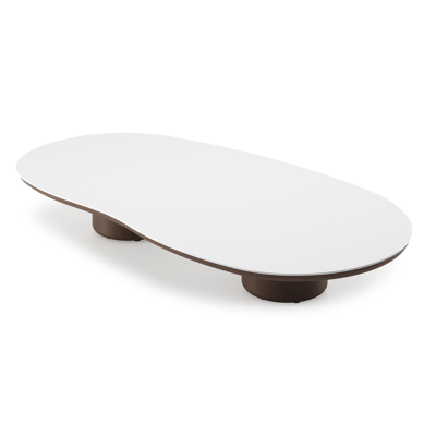 Amico loungetafel organisch in taupe aluminium en volkeramiek Arctic White - L 170 x B 91 x H 25 cm