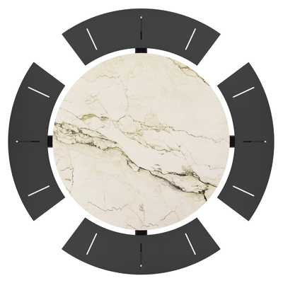 Rondino picknicktafel in zwart aluminium en volkeramiek colorado dunes tafelblad - Dia. 148 x H 71.5 cm