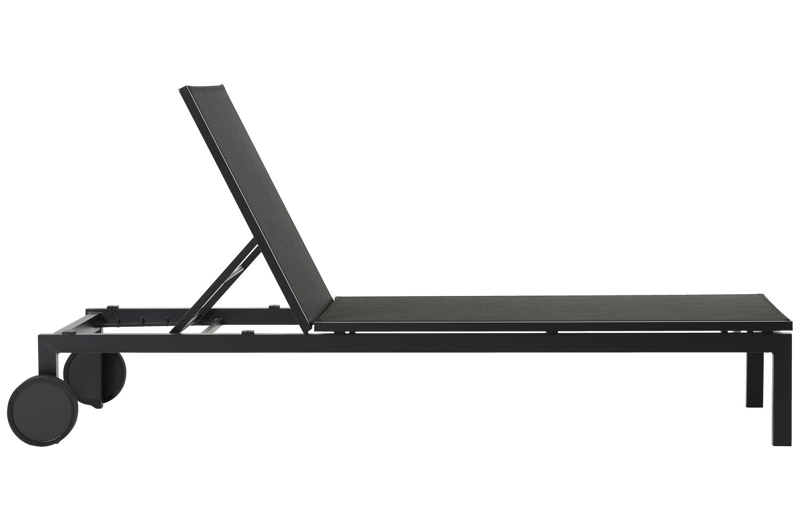 Caravelle verstelbaar ligbed in zwart aluminium met zwart textilene