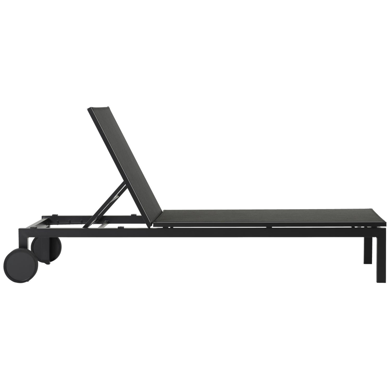 Caravelle verstelbaar ligbed in zwart aluminium met zwart textilene