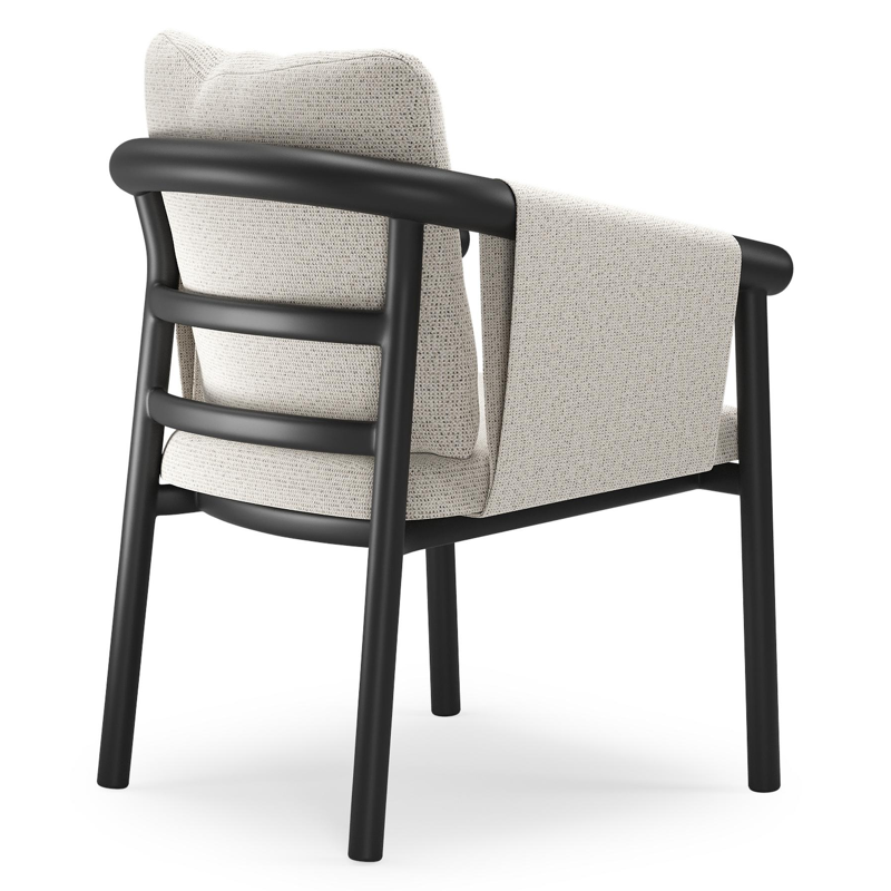 Amico stapelbare tuinstoel in zwart aluminium met stoelkussen in All Weather Solica Firenze Natural