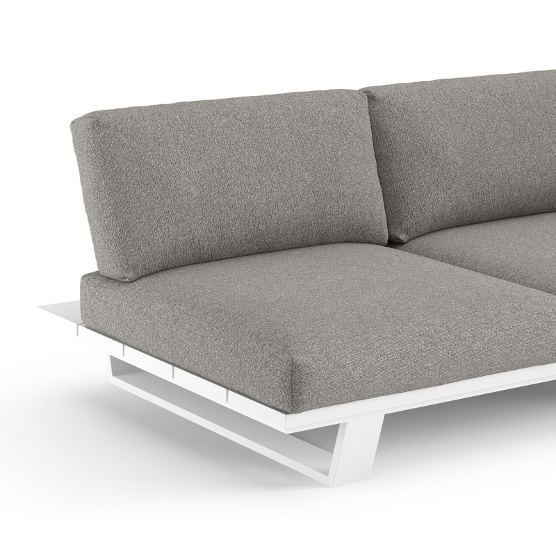 Pagino loungebank in wit aluminium met tundra charcoal all weather sunbrella® luxe kussen